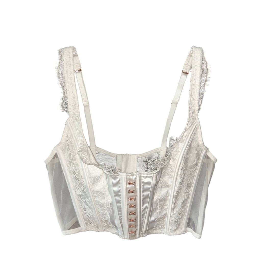 Victorias Secret Dream Angels White Lace Corset Top Bra Size Medium